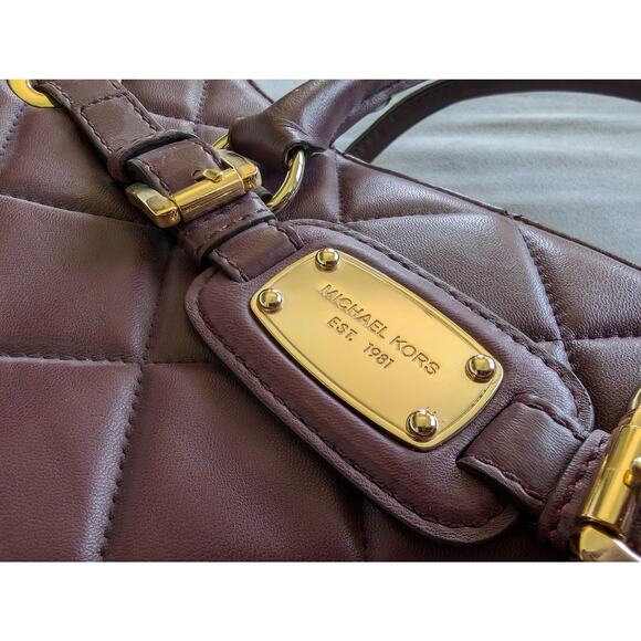 Michael Kors Hamilton Large Quilted Tote in Burgundy with Gold Hardware - Picture 11 of 11